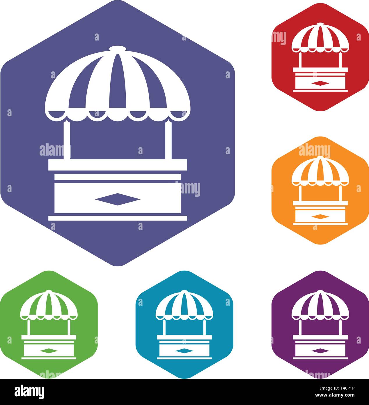 Table stall icons vector hexahedron Stock Vector