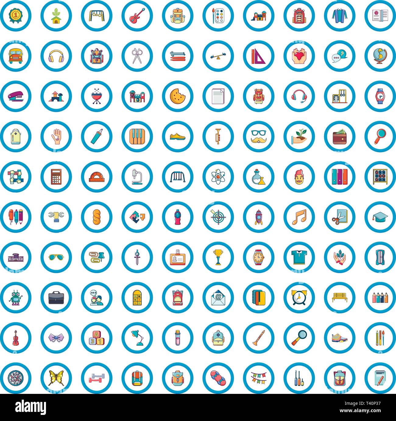100 school icons set, cartoon style Stock Vector Image & Art - Alamy