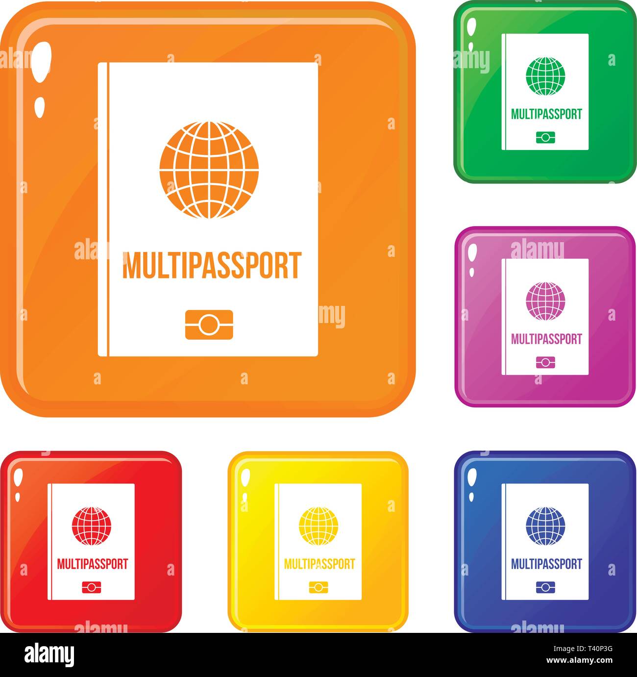 Multipassport icons set vector color Stock Vector Image & Art - Alamy