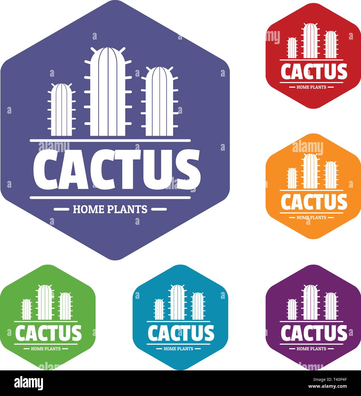 Botany cactus icons vector hexahedron Stock Vector