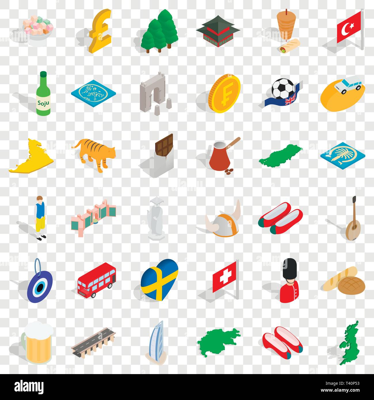 Big world icons set, isometric style Stock Vector