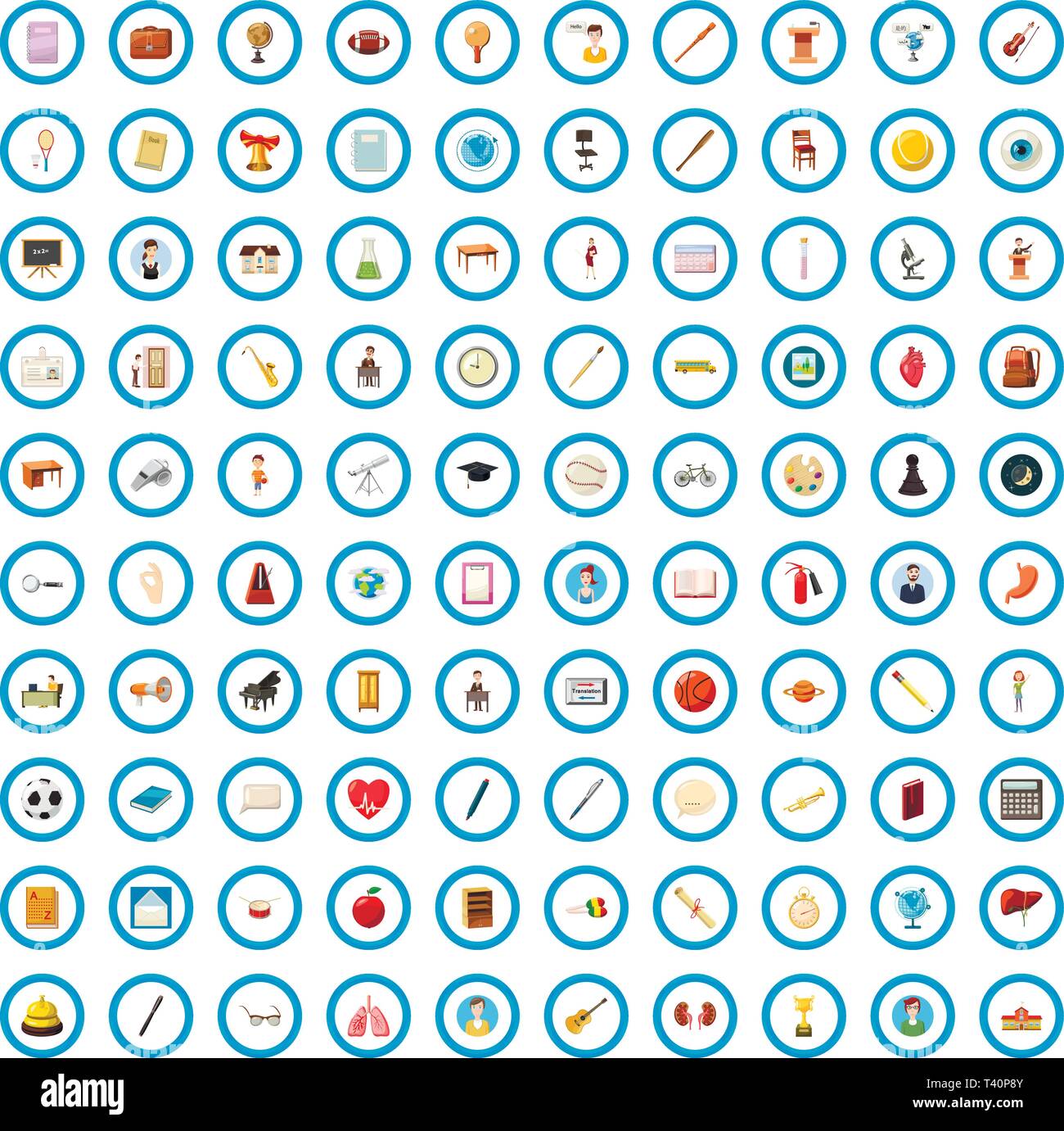 100 school icons set, cartoon style Stock Vector Image & Art - Alamy