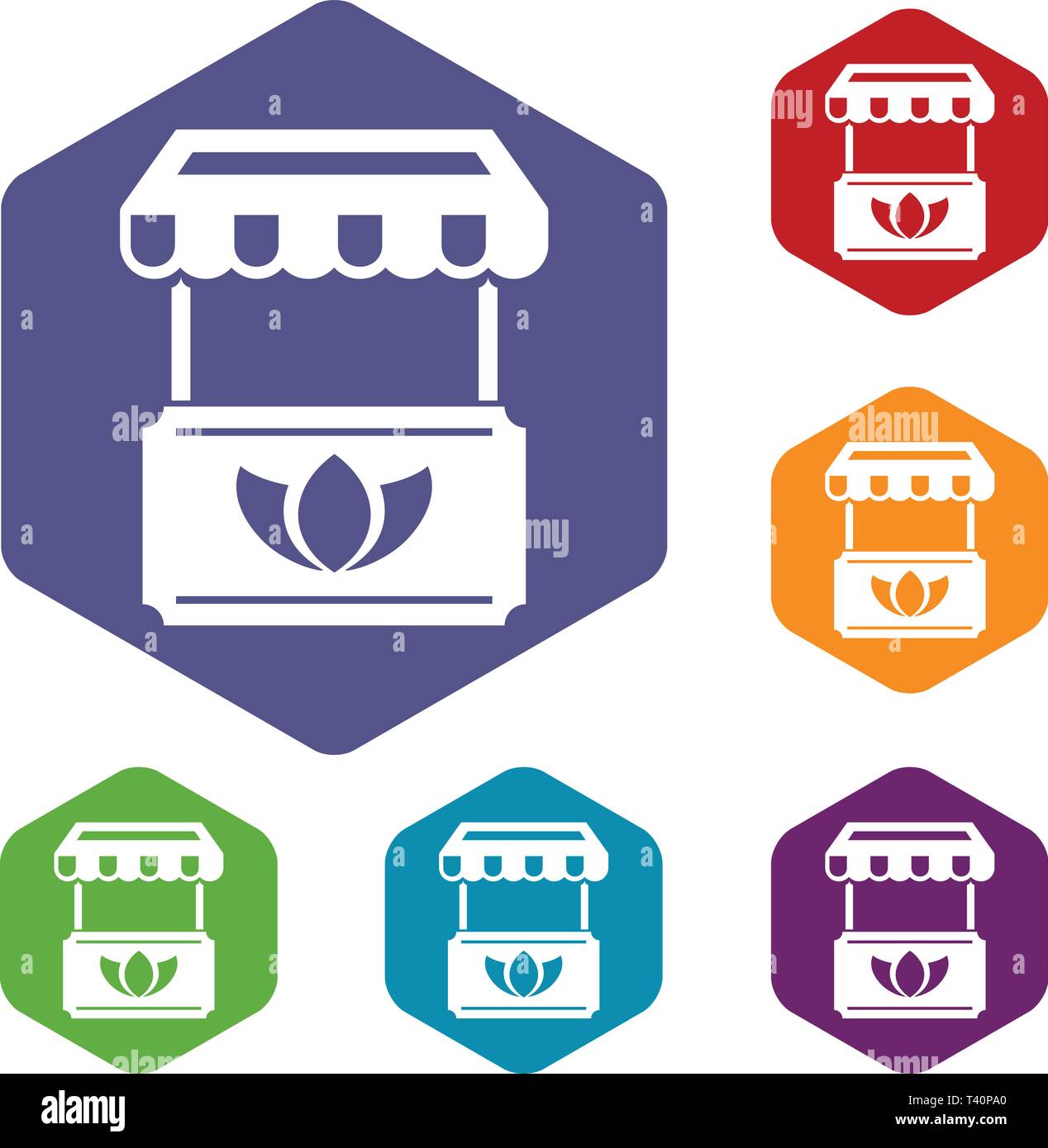 Eco stall icons vector hexahedron Stock Vector
