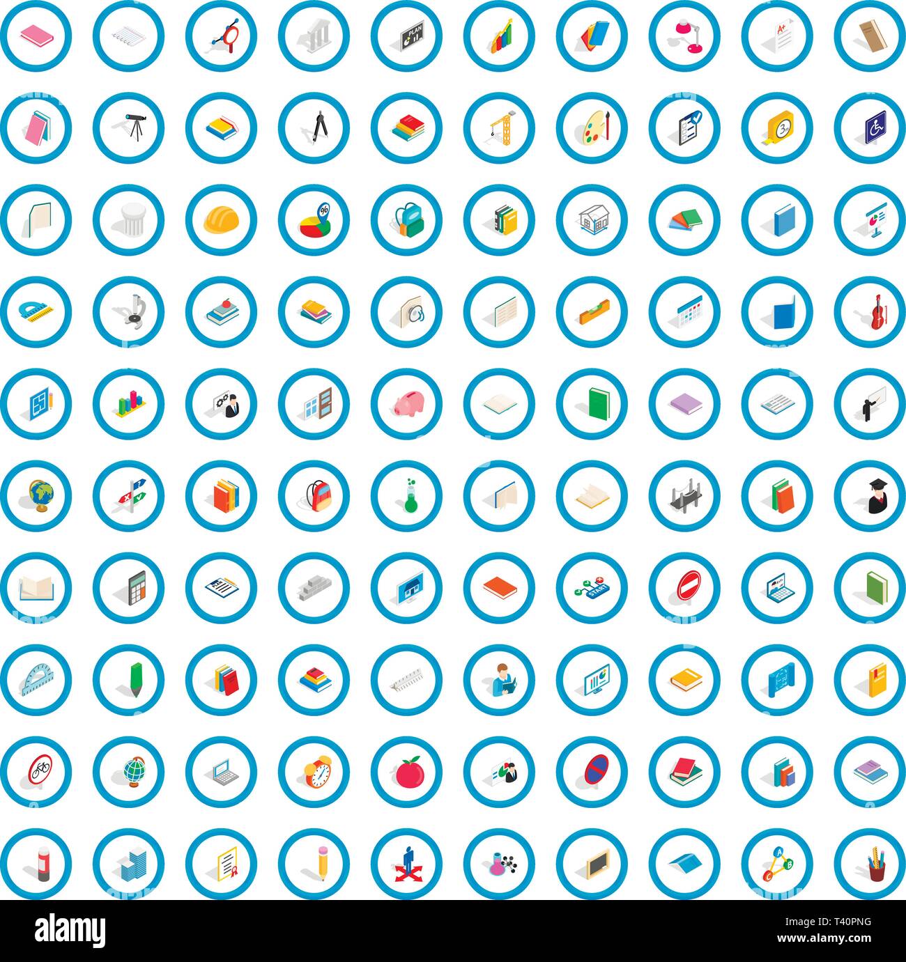 100 school and education icons set Stock Vector