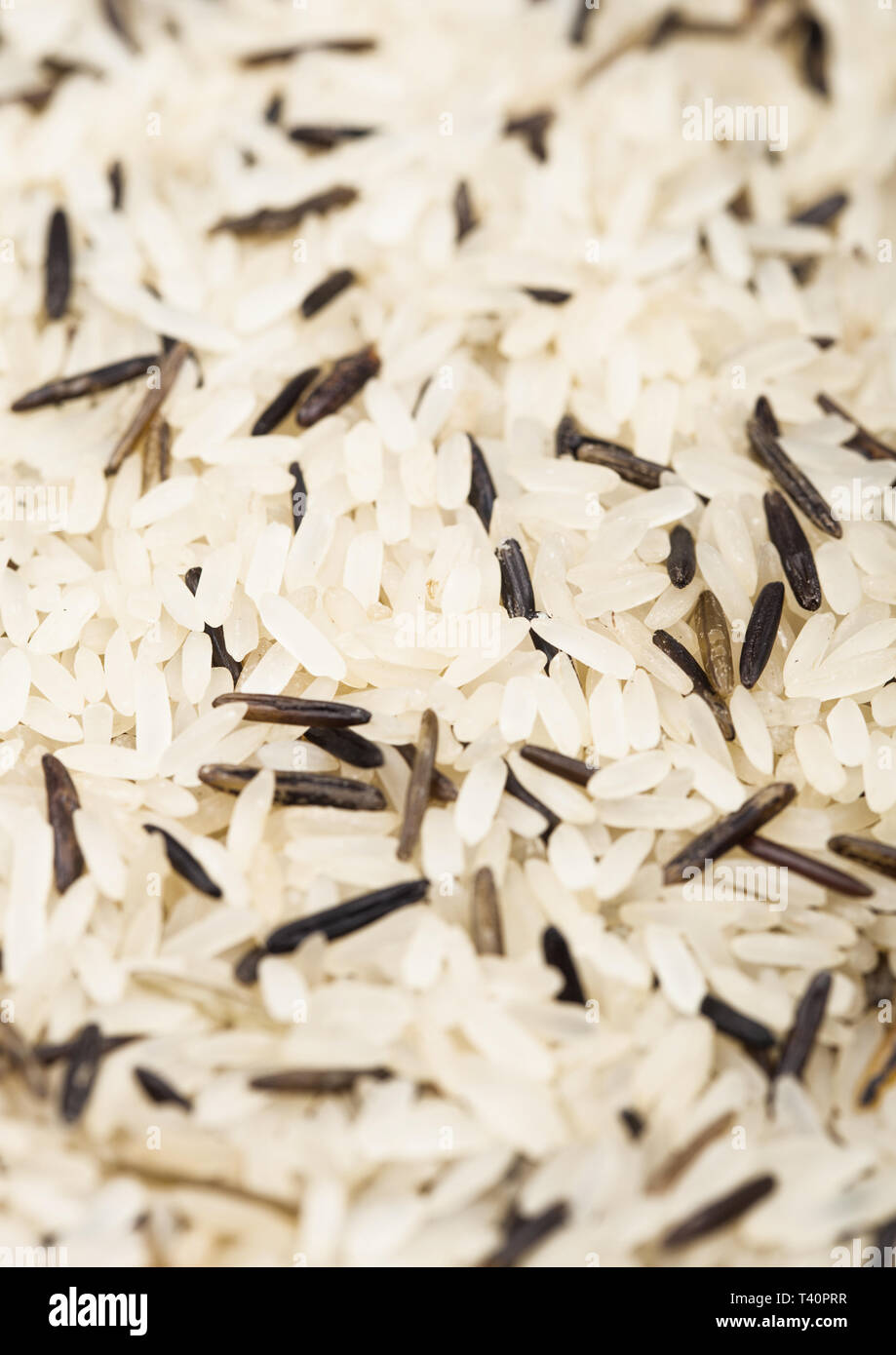 Fresh raw organic basmati long grain and wild rice. Healthy food. Top