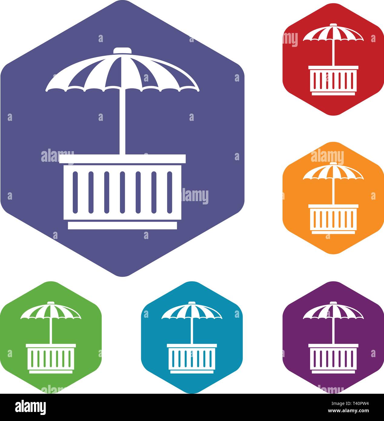 Cafe stall icons vector hexahedron Stock Vector