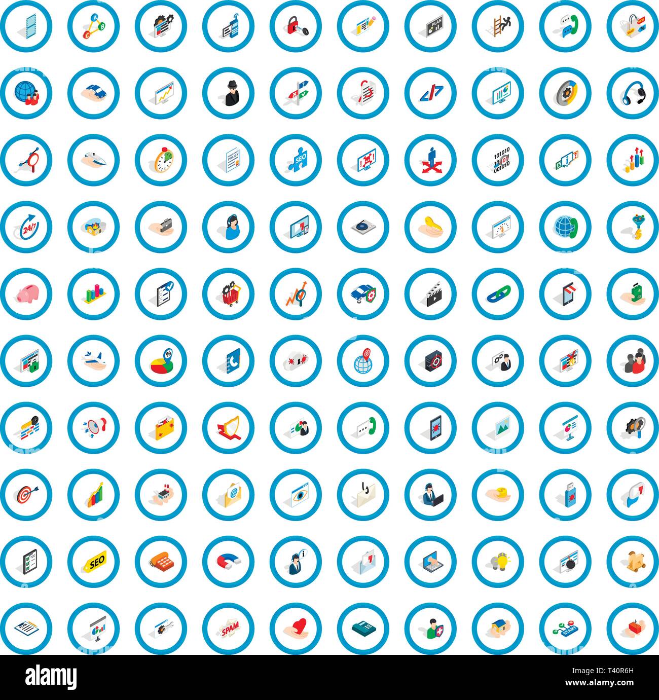 100 research development icons set Stock Vector