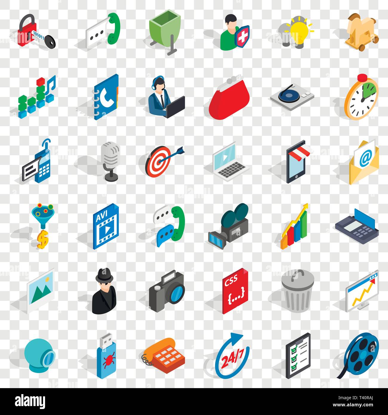 Web file icons set, isometric style Stock Vector
