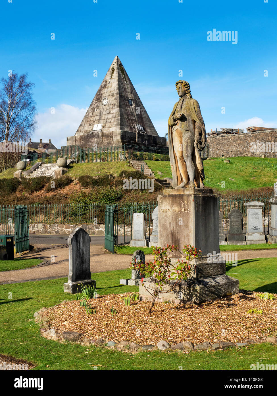 Ebenezer Erskine statue and the Star Pyramid in the Old Town Cemetery City of Stirling Scotland Stock Photo