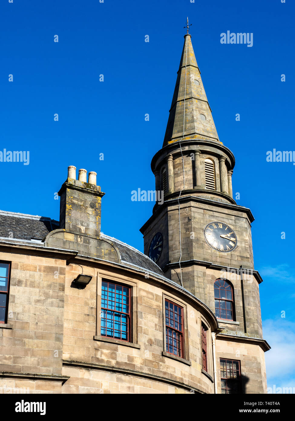 Steeple and clock at The Atheneum City of Stirling Scotland Stock Photo