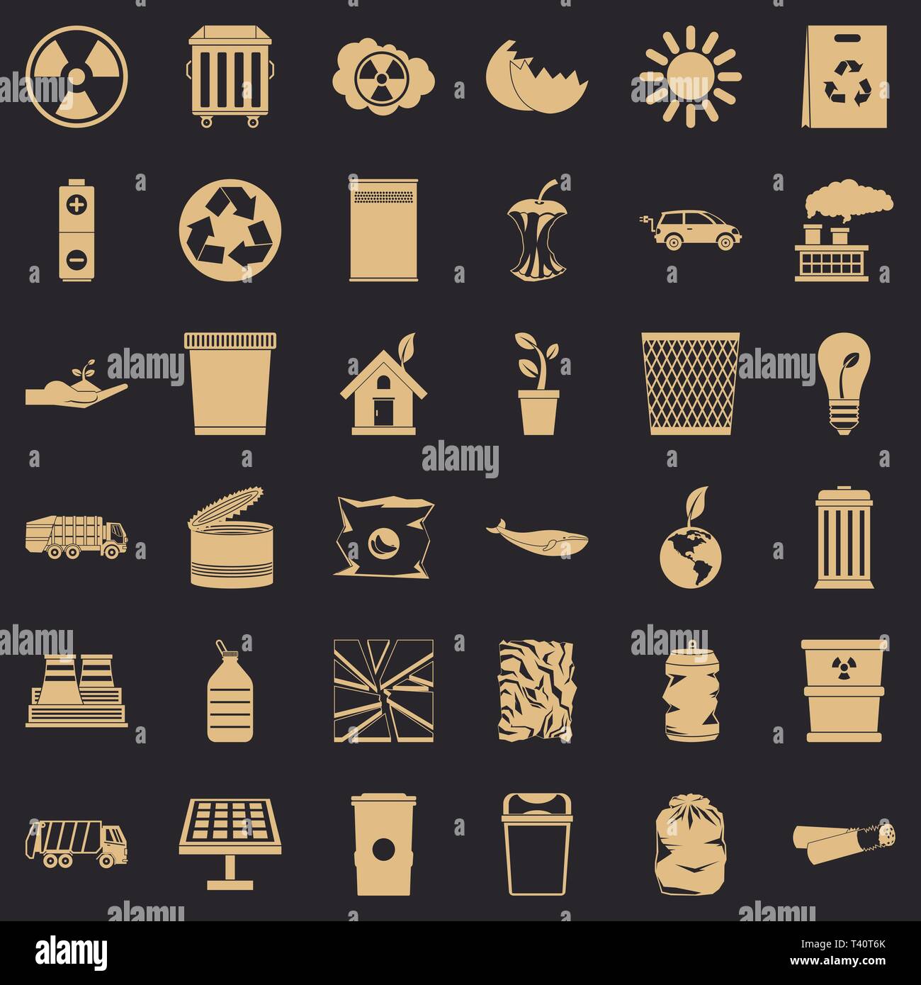 Recycling icons set, simple style Stock Vector