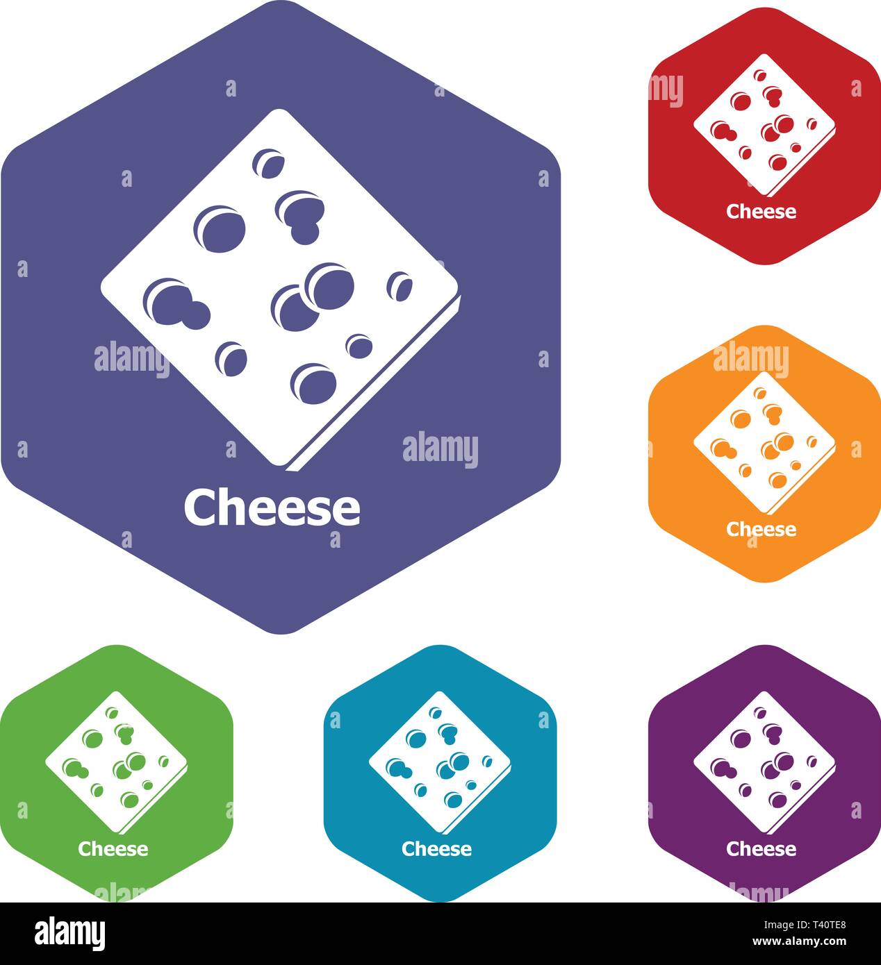 Cheese icons vector hexahedron Stock Vector