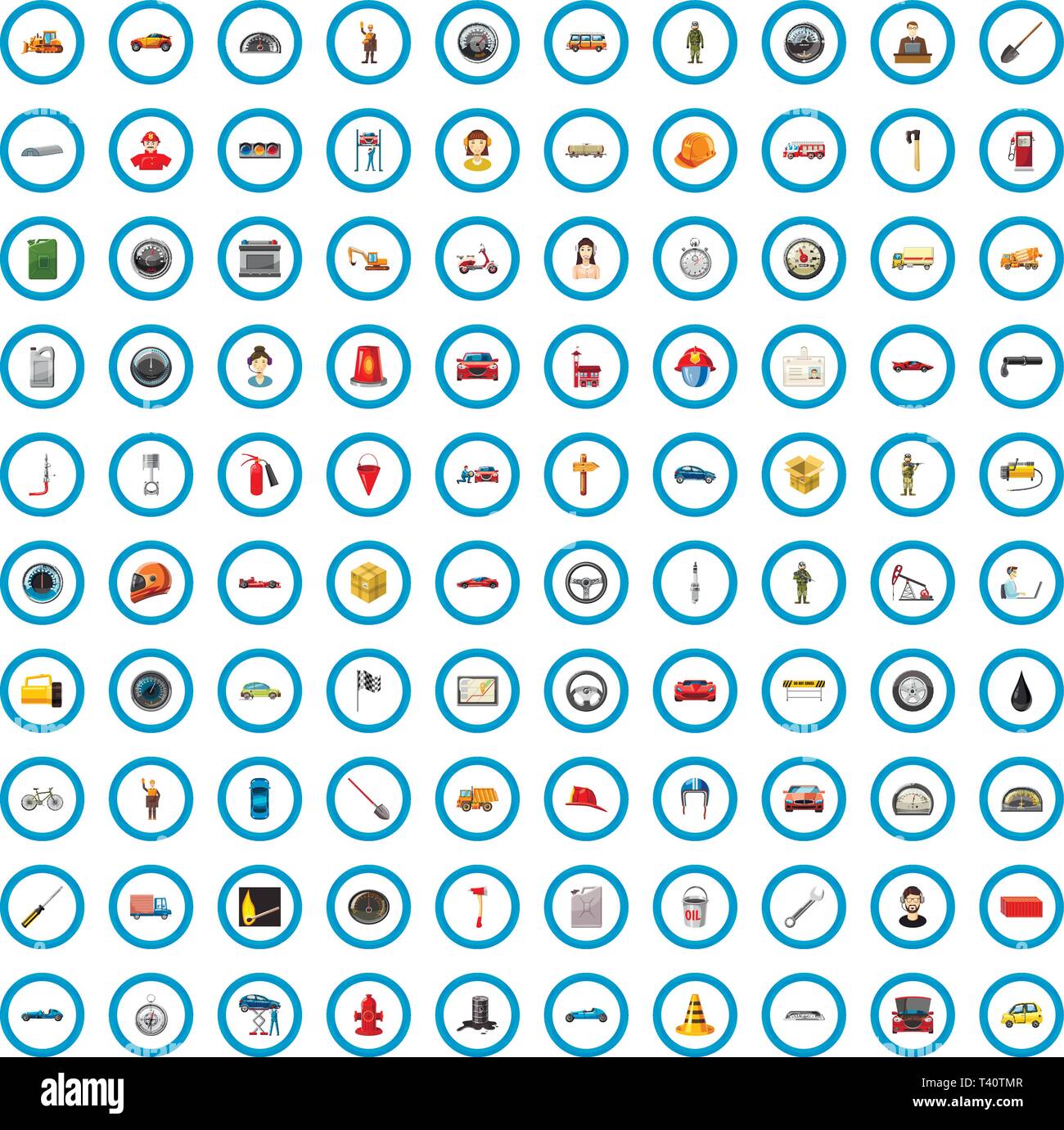 100 road work icons set, cartoon style Stock Vector Image & Art - Alamy