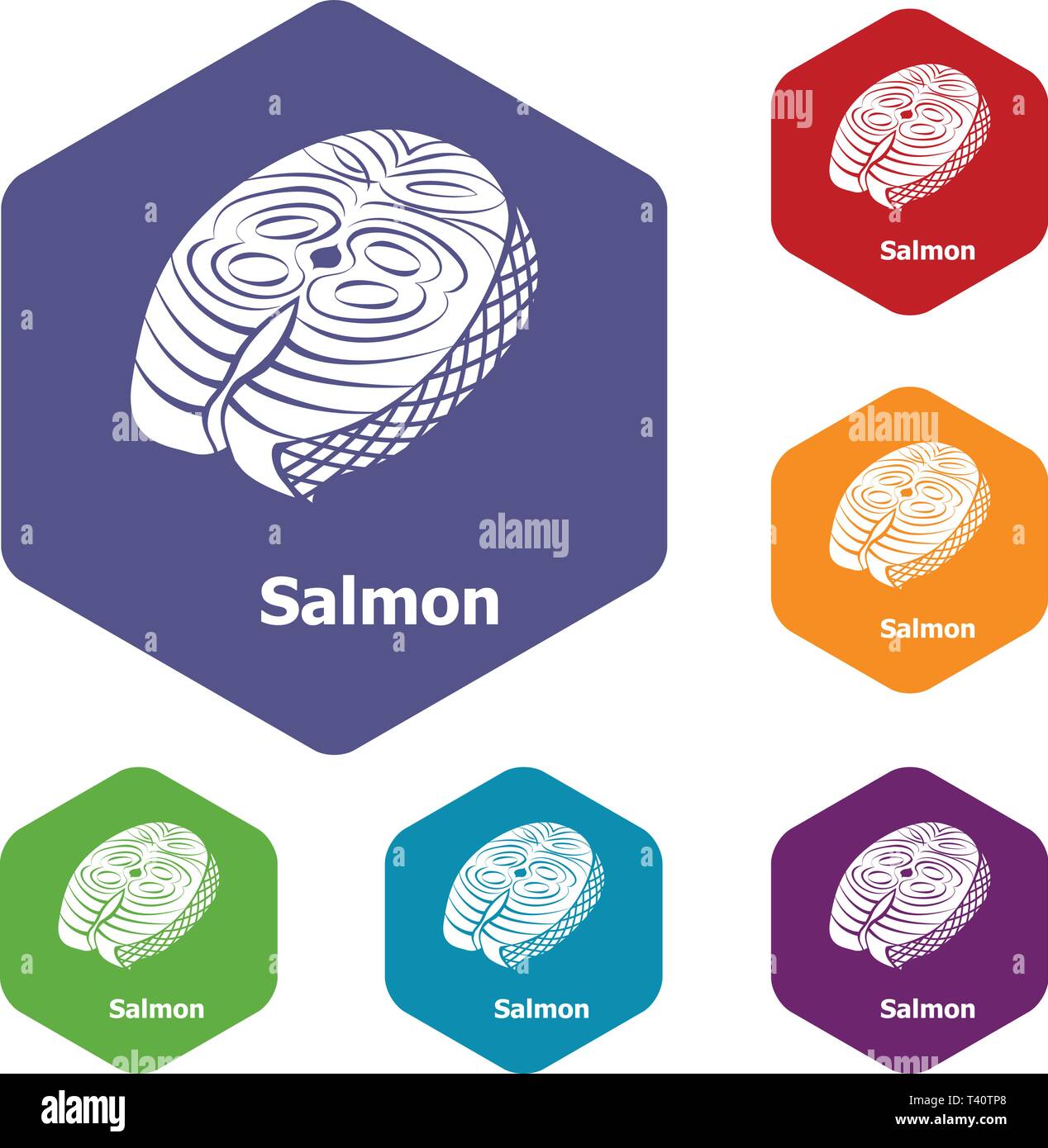 Salmon icons vector hexahedron Stock Vector