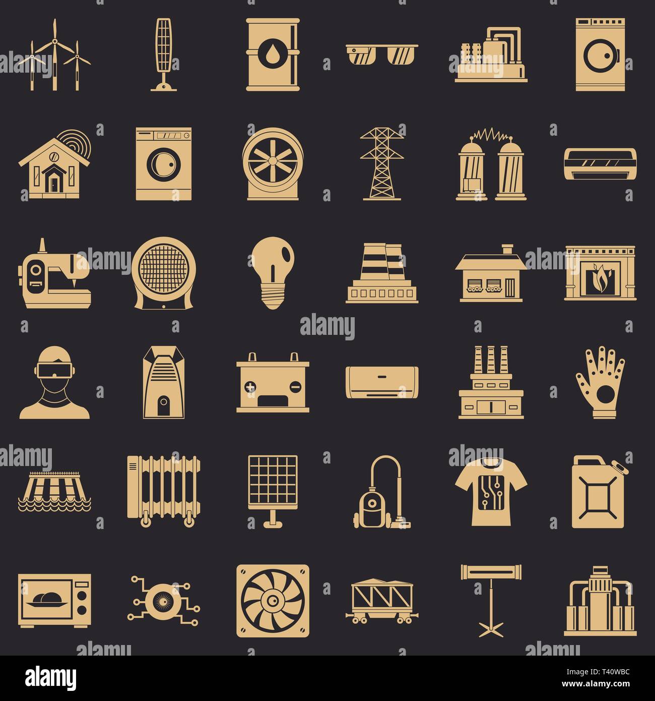 Electrical equipment icons set, simple style Stock Vector