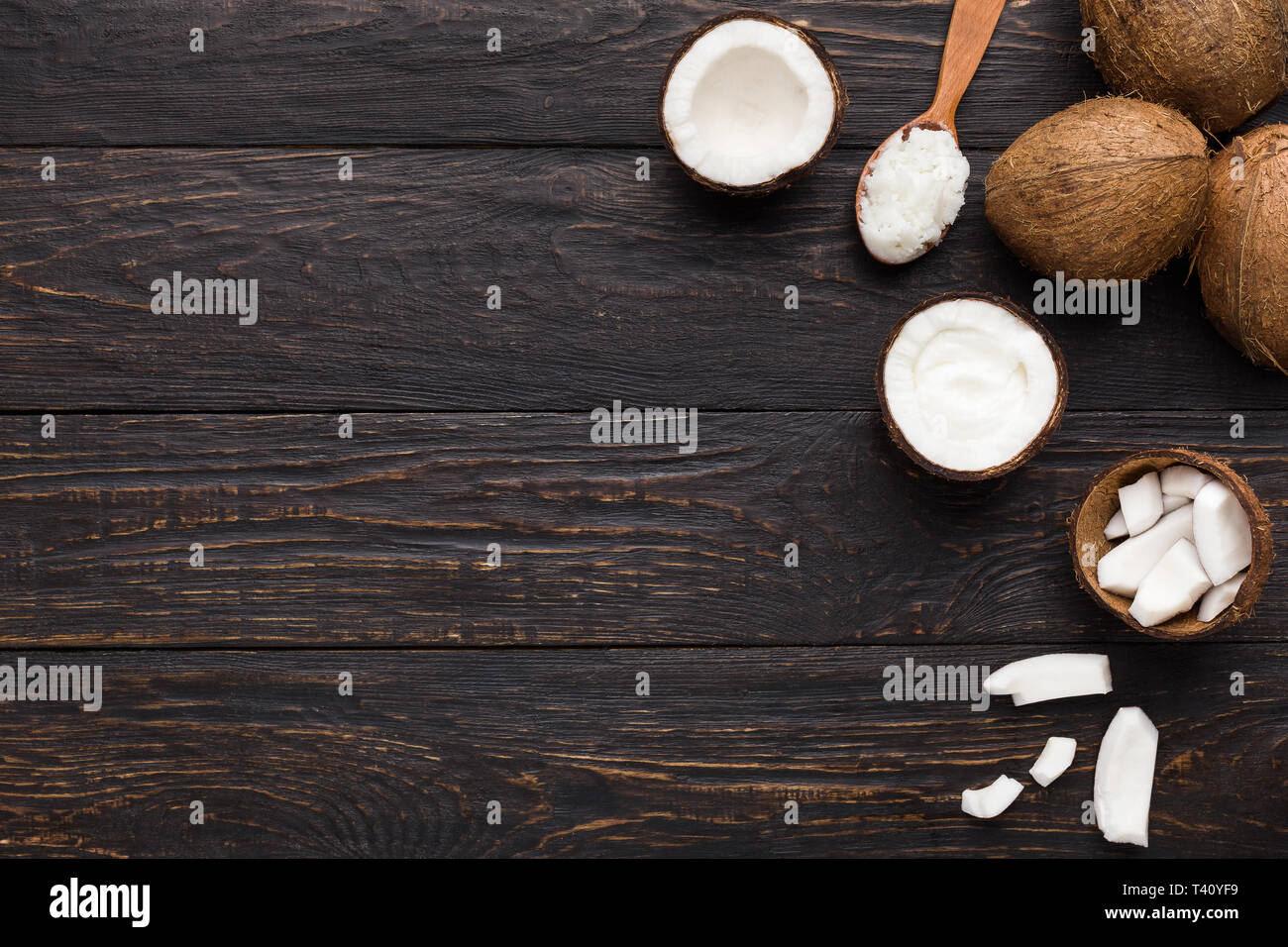 Composition of coconut products Stock Photo