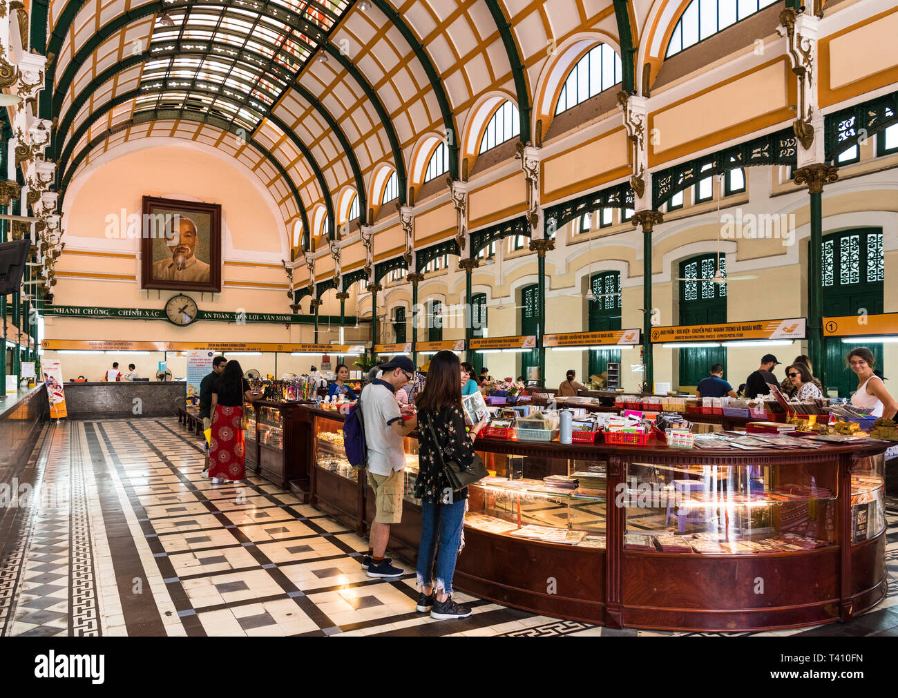 The Interior of the Ho Chi Minh City Post Office, or the Saigon Central Post Office, Vietnam