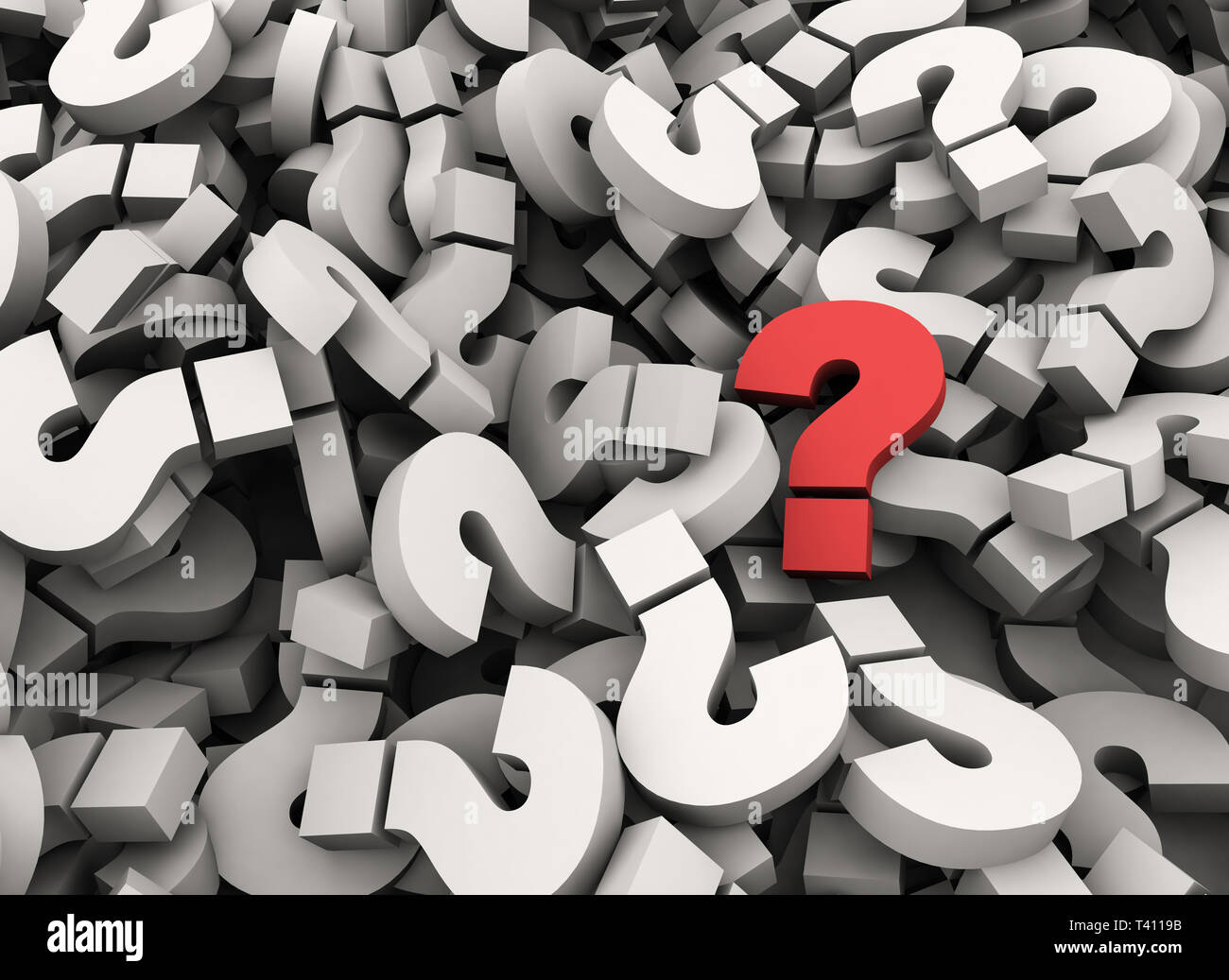 Single red question mark standing out - 3d business concept Stock Photo