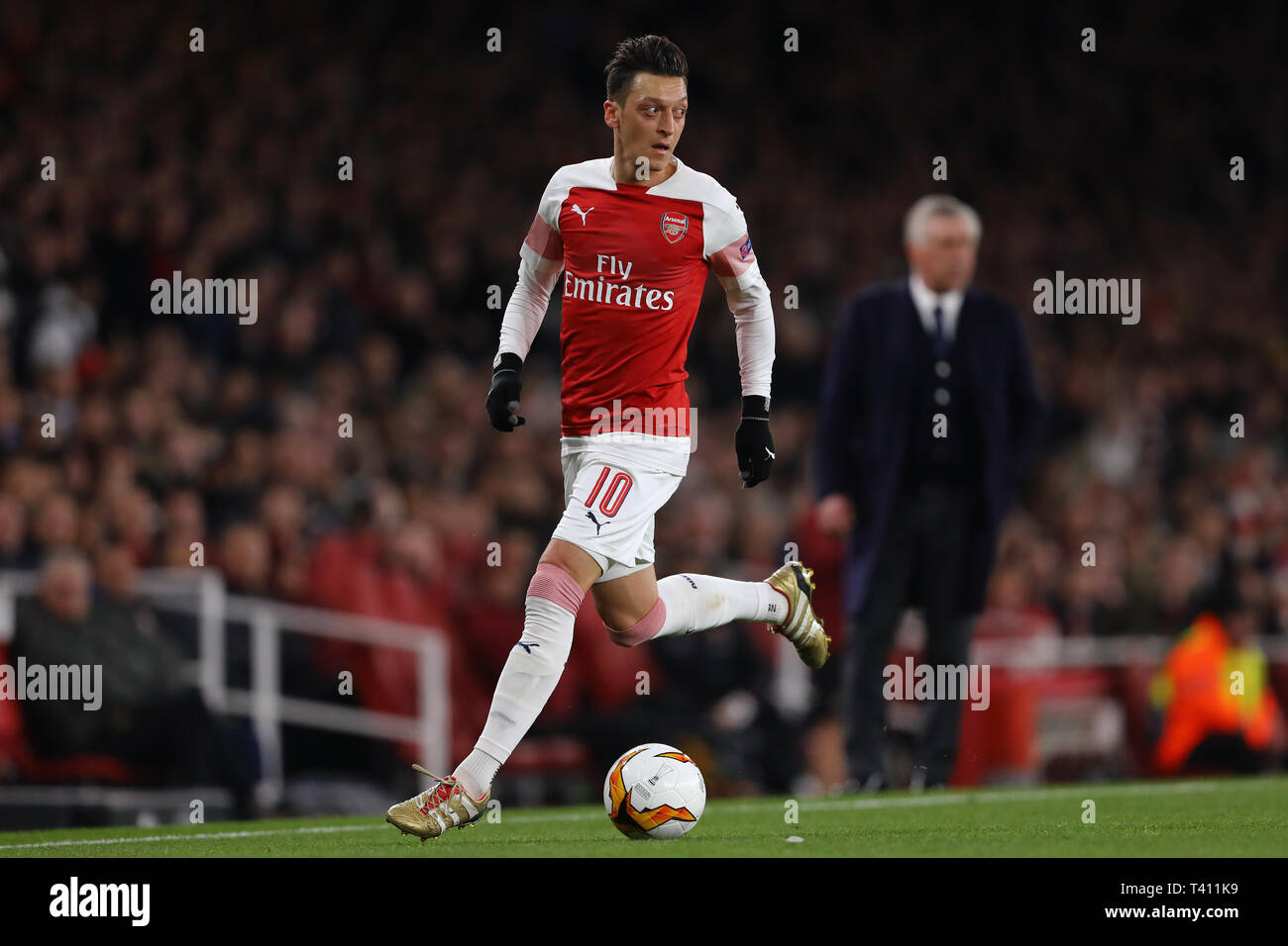 Mesut Ozil of Arsenal - Arsenal v Napoli, UEFA Europa League Quarter Final - 1st Leg, Emirates Stadium, London - 11th April 2019 Stock Photo