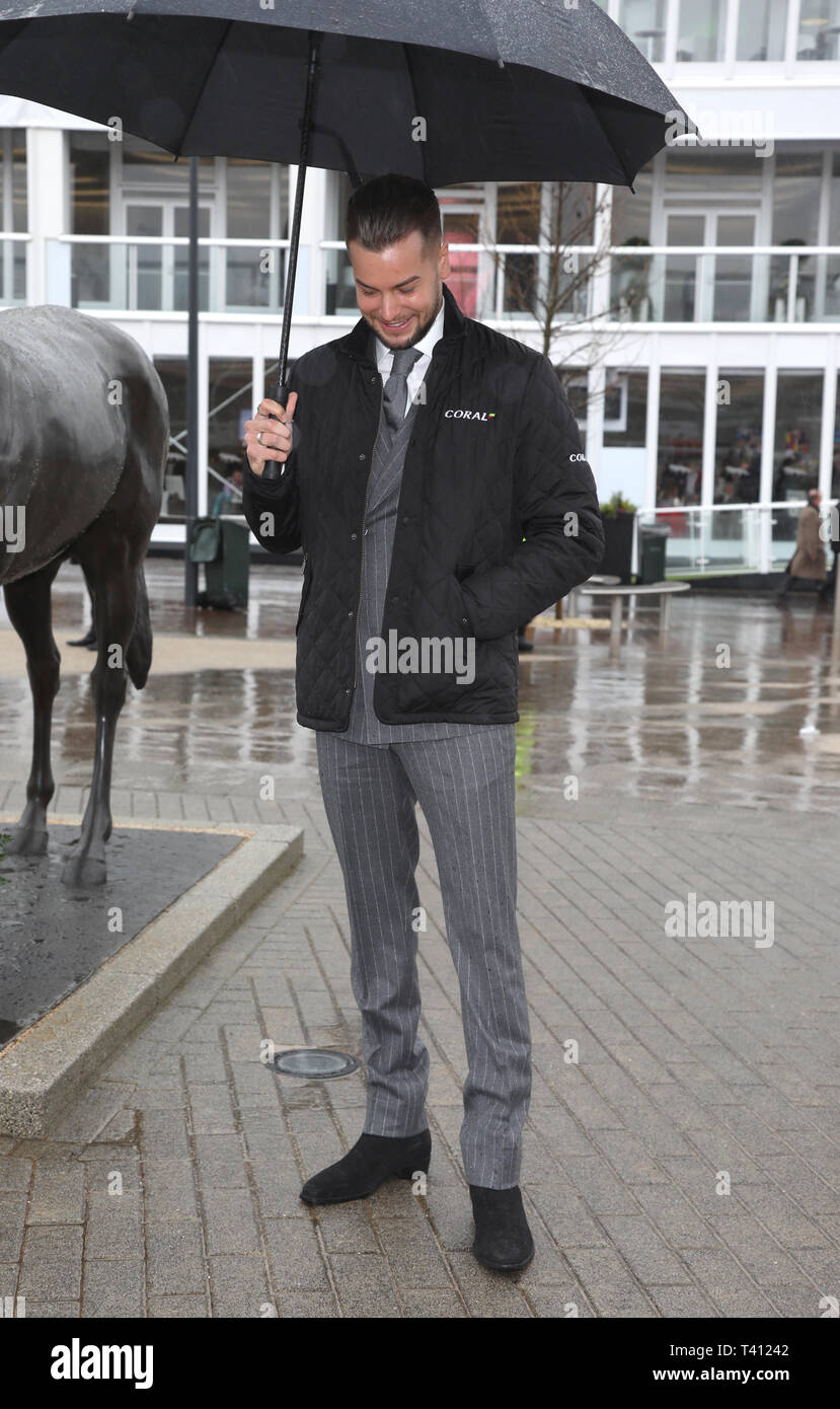 Chris Hughes visits the Cheltenham Festival as part of his role as ambassadors for the Coral Champions Club. The reality TV star and lifelong horse racing fan competed as a jockey in a charity race at York in June where he finished fifth.  Cheltenham Festival 2019 - Day 1  **PRESS RELEASE**  Chris Hughes Back In The Saddle At Cheltenham Festival: TV Personality To Present Coral Cup  In his latest outing as Coral’s official Champions Club ambassador Chris Hughes is attending the Cheltenham Festival, enjoying a day out at the most prestigious race meeting in the Jump Racing calendar.  The TV per Stock Photo