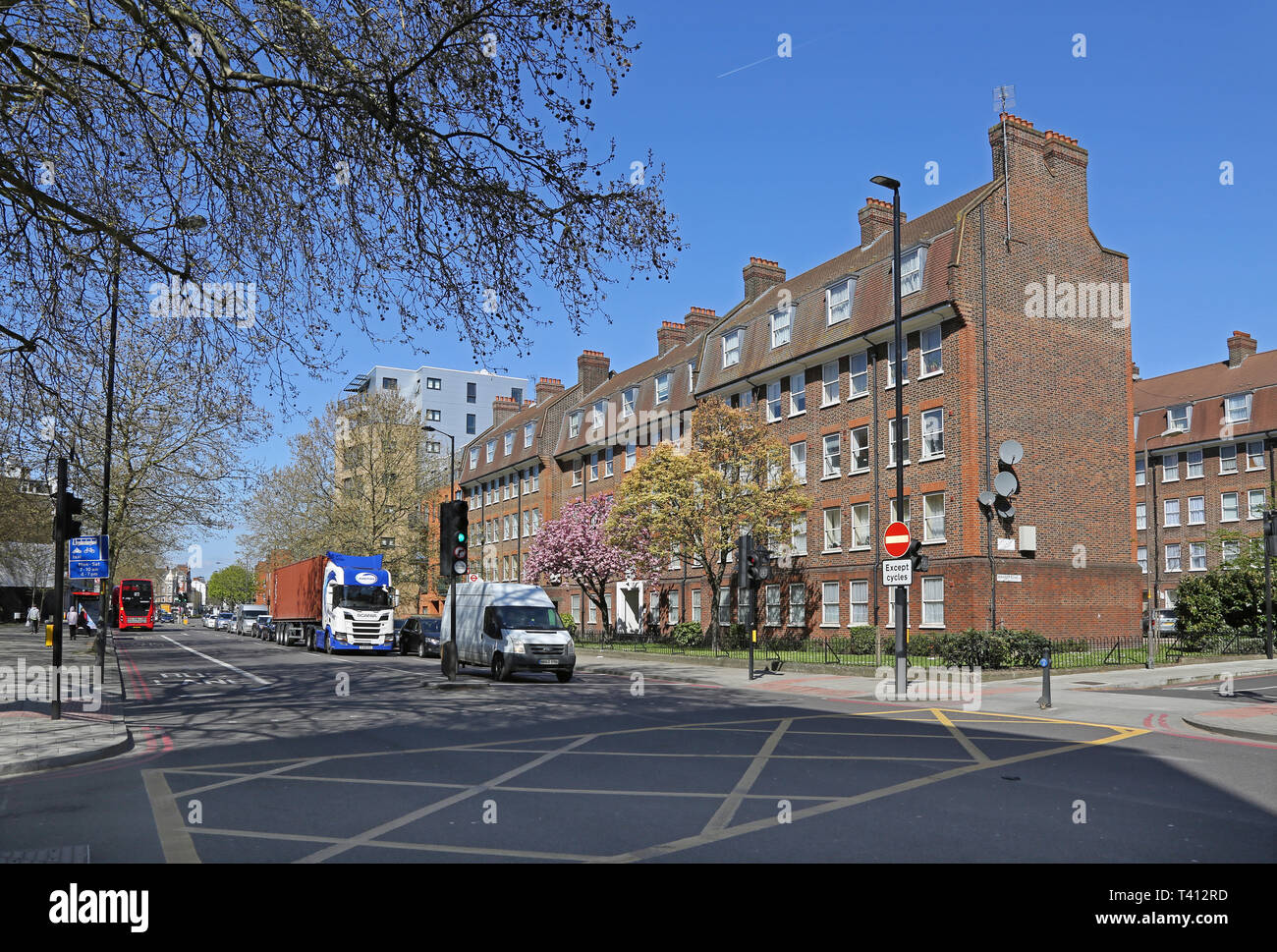 Housing Association blocks on London's Old Kent Road, now the route of a proposed extension to the Bakerloo Underground Line Stock Photo