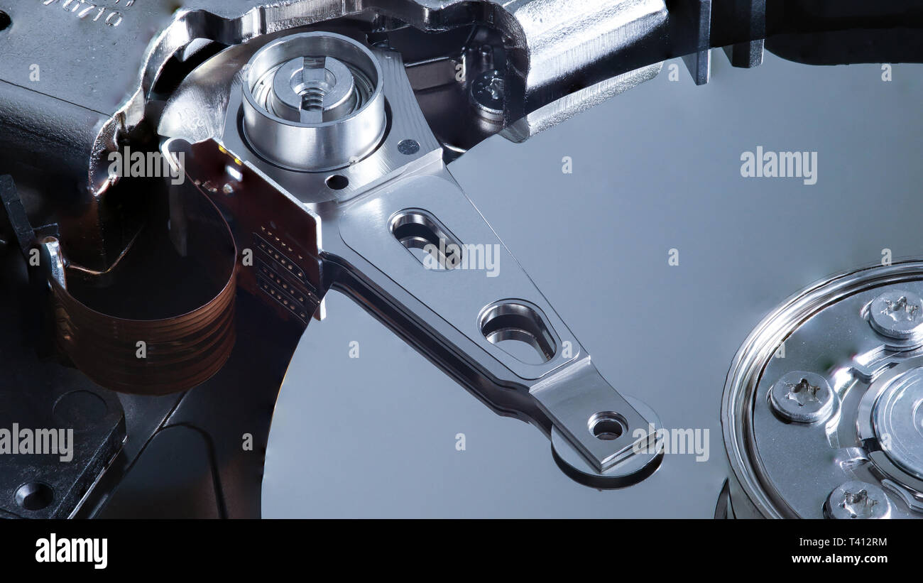 close-up of an open hard drive Stock Photo