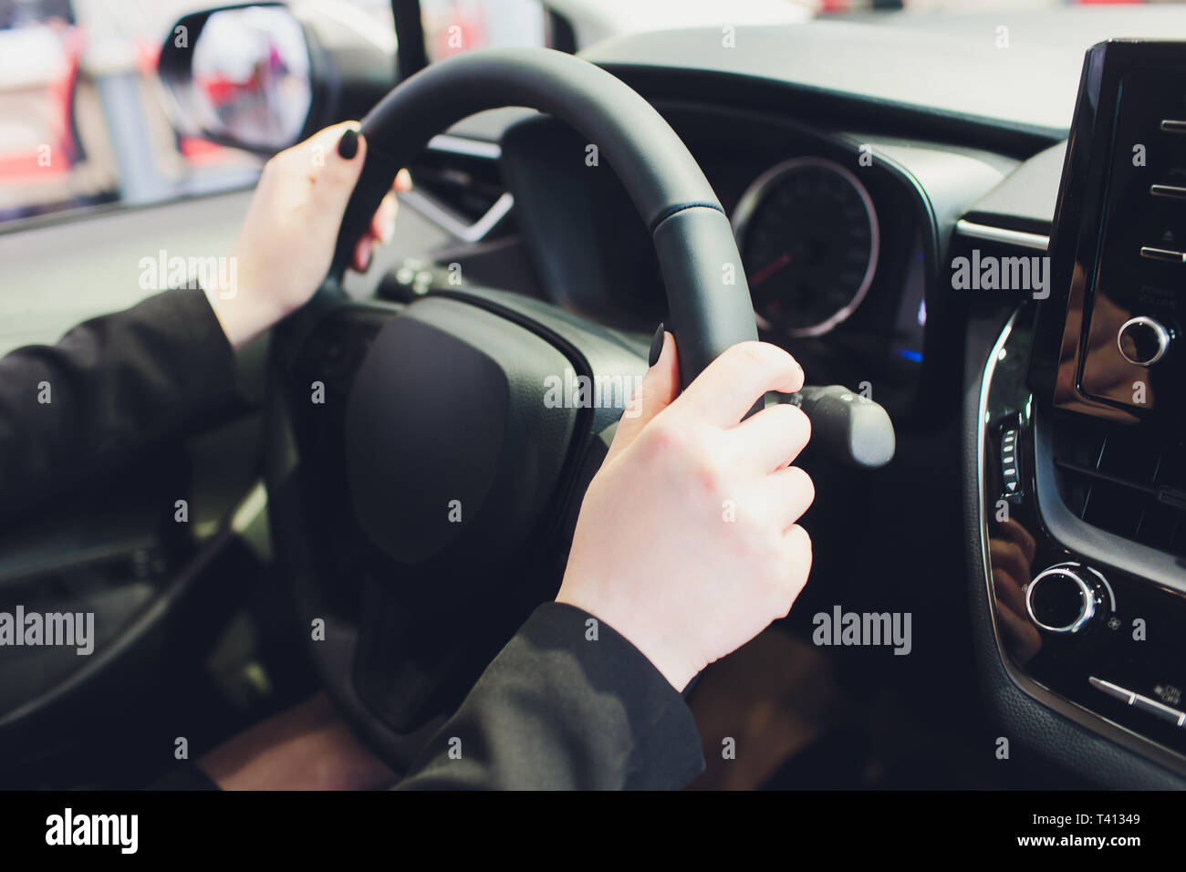 Hands Steering Wheel Woman High Resolution Stock Photography And Images Alamy