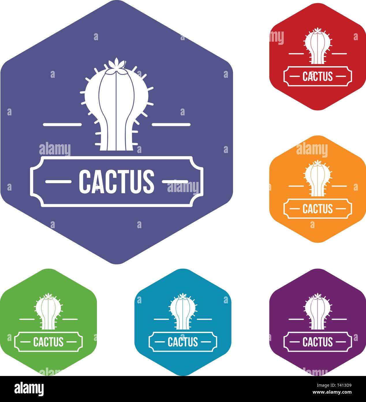Decoration cactus icons vector hexahedron Stock Vector