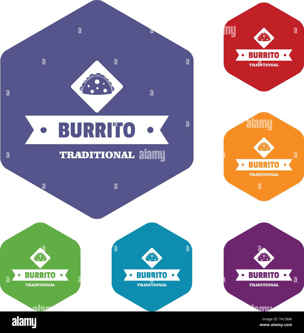 Burrito icons vector hexahedron Stock Vector