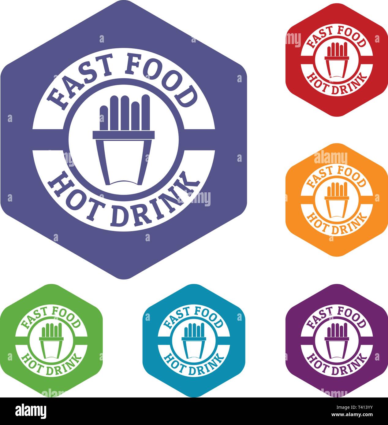 Hot drink icons vector hexahedron Stock Vector
