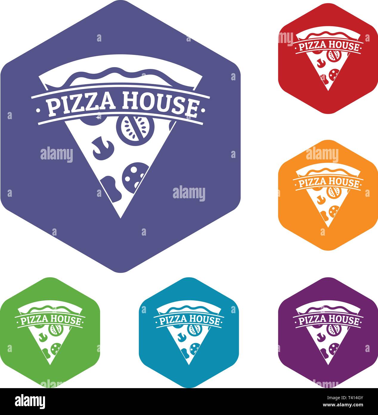 Pizza icons vector hexahedron Stock Vector