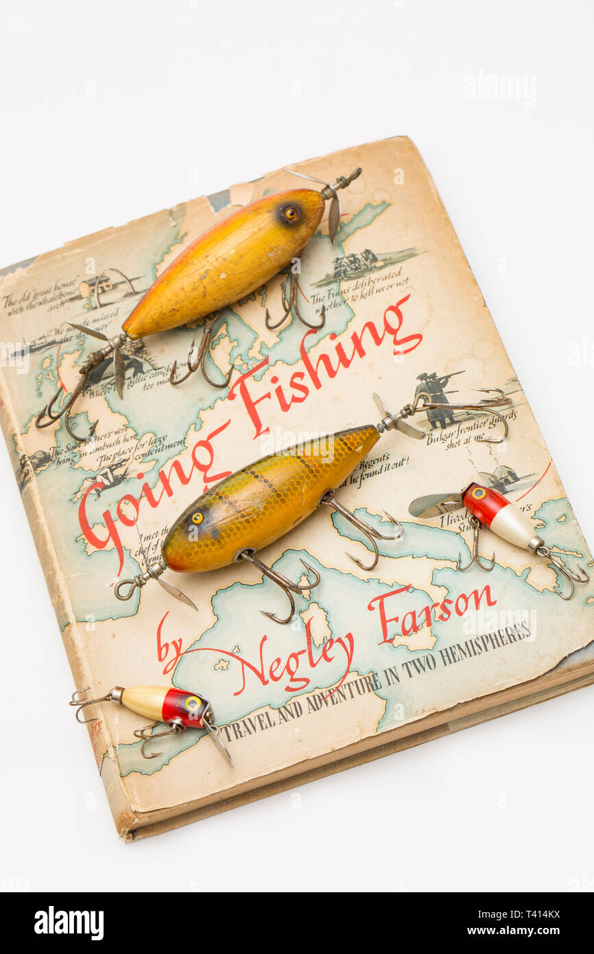 A reprinted 1943 edition of Negley Farson’s famous book Going Fishing illustrated by C.F. Tunnicliffe. The first edition being published in 1942. It h Stock Photo