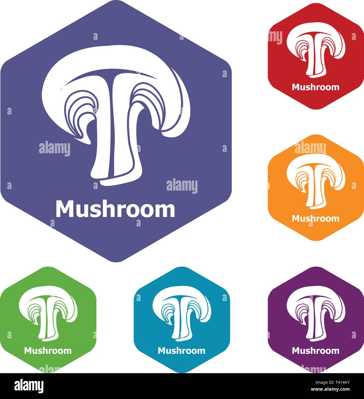 Mushroom icons vector hexahedron Stock Vector