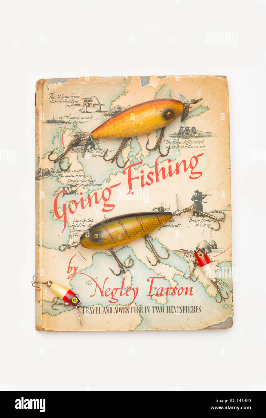 A reprinted 1943 edition of Negley Farson’s famous book Going Fishing illustrated by C.F. Tunnicliffe. The first edition being published in 1942. It h Stock Photo
