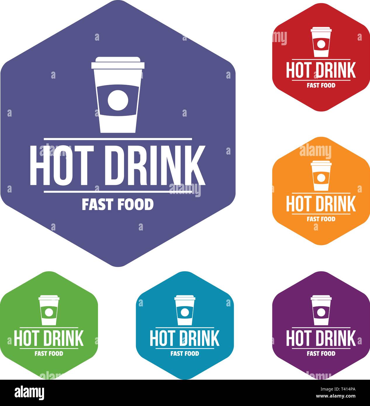 Hot drink icons vector hexahedron Stock Vector