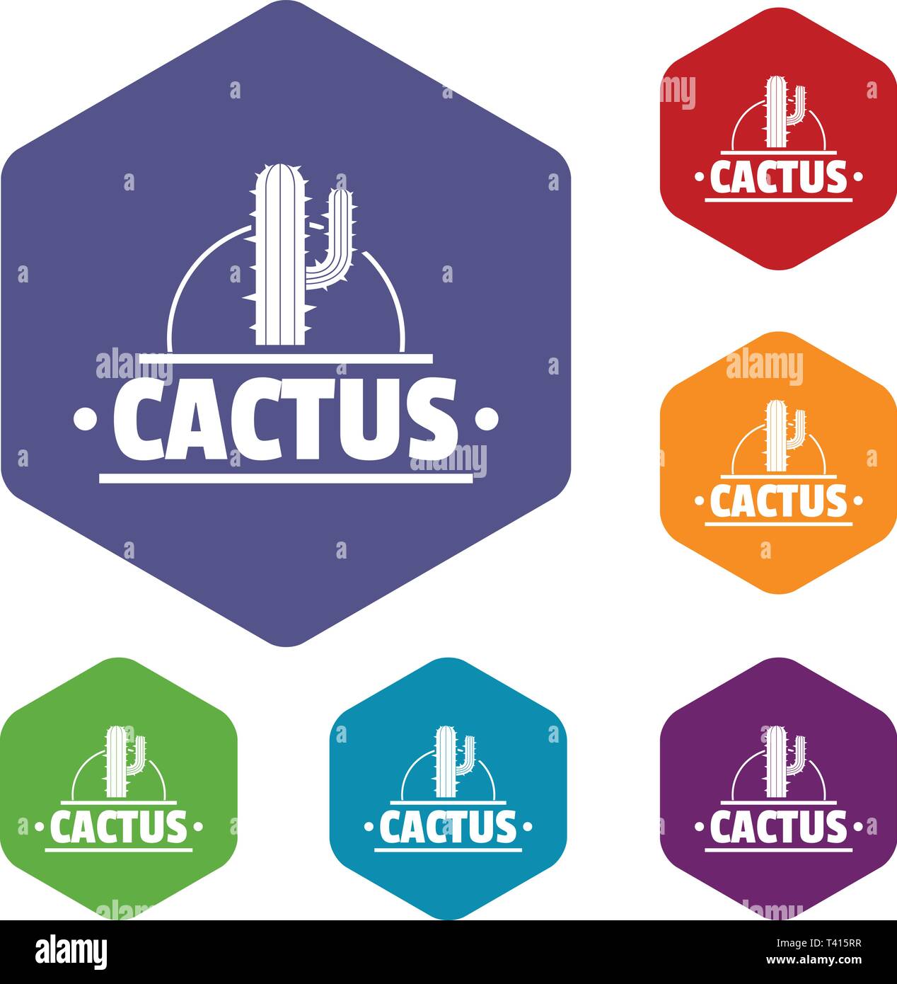 Cactus icons vector hexahedron Stock Vector
