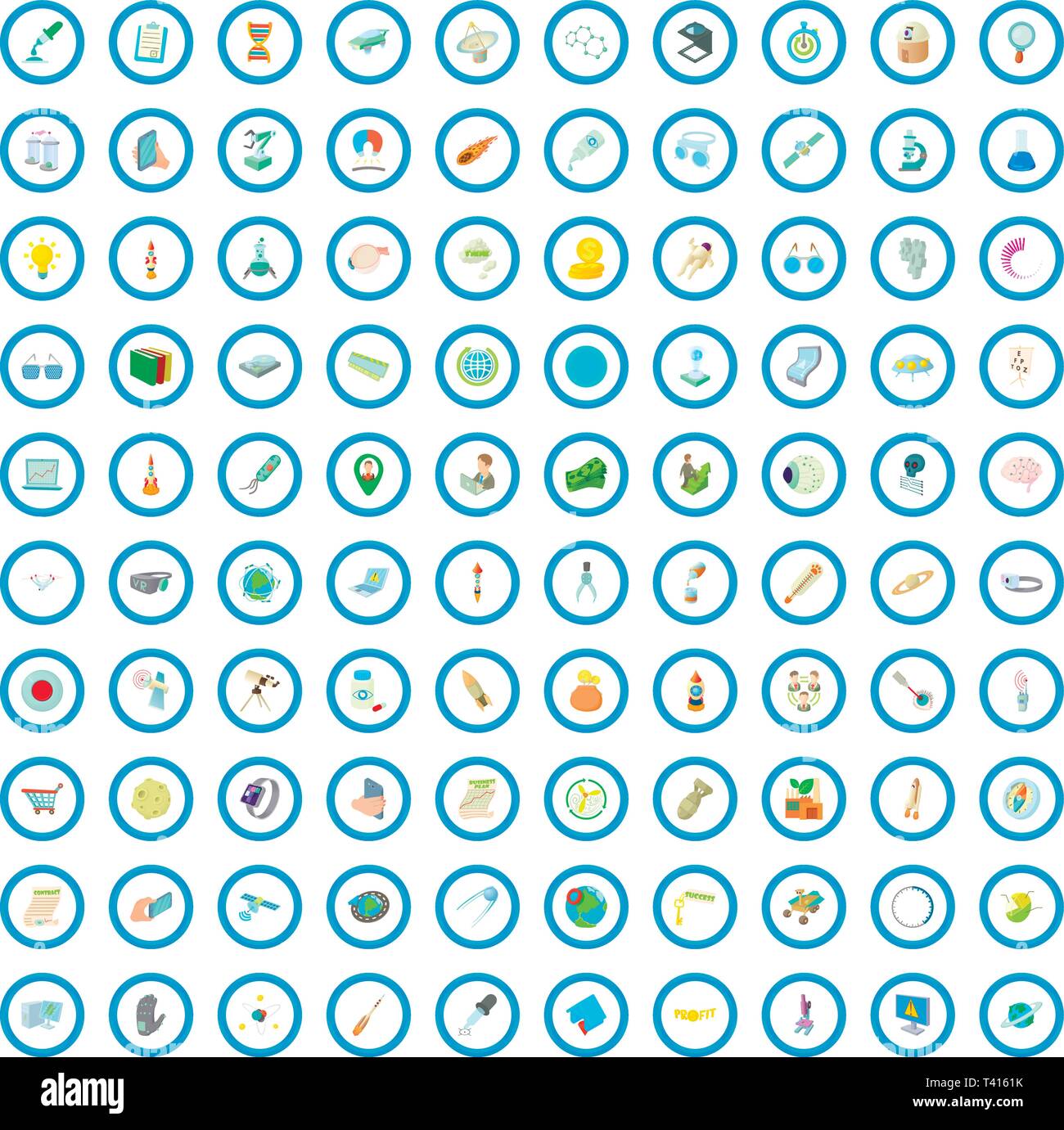 100 research and development icons set Stock Vector