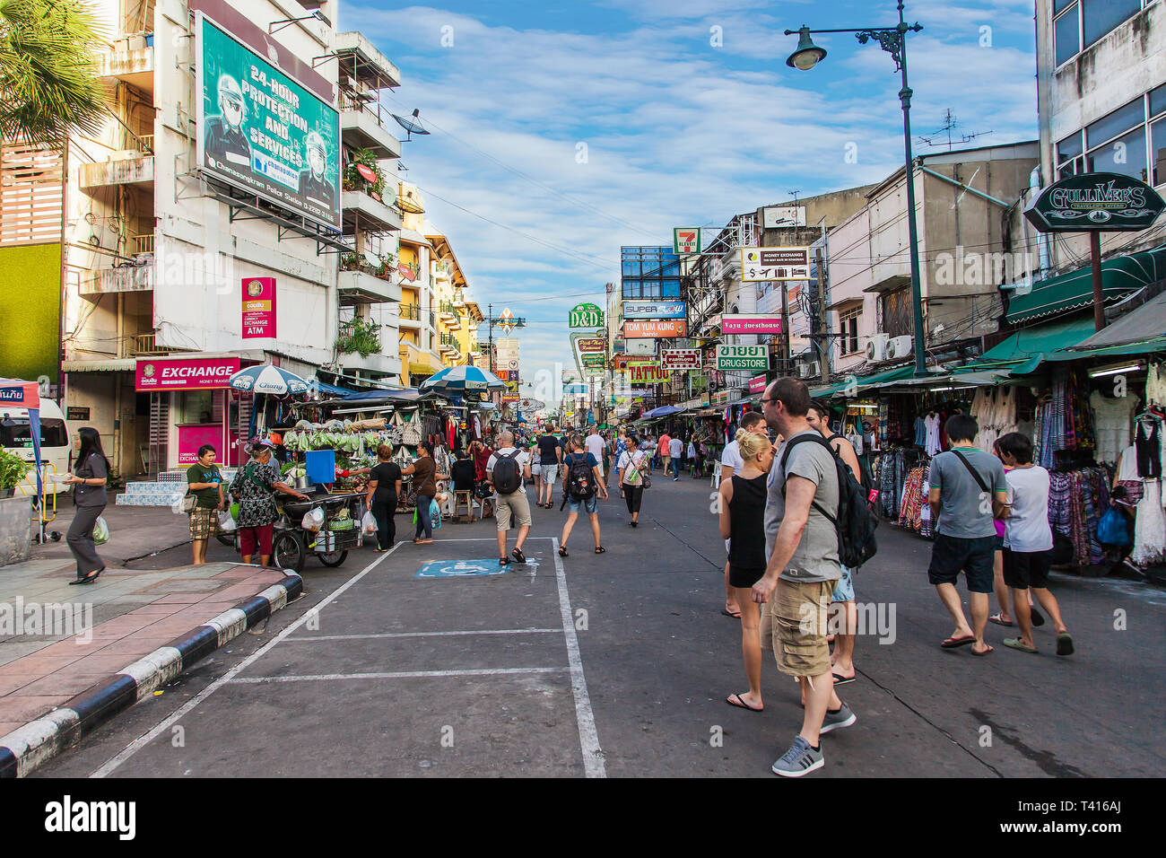 Bangkok, Thailand - November 01 2015: The Khaosan Road is 400 meters long and is the most famous street in Bangkok. Stock Photo