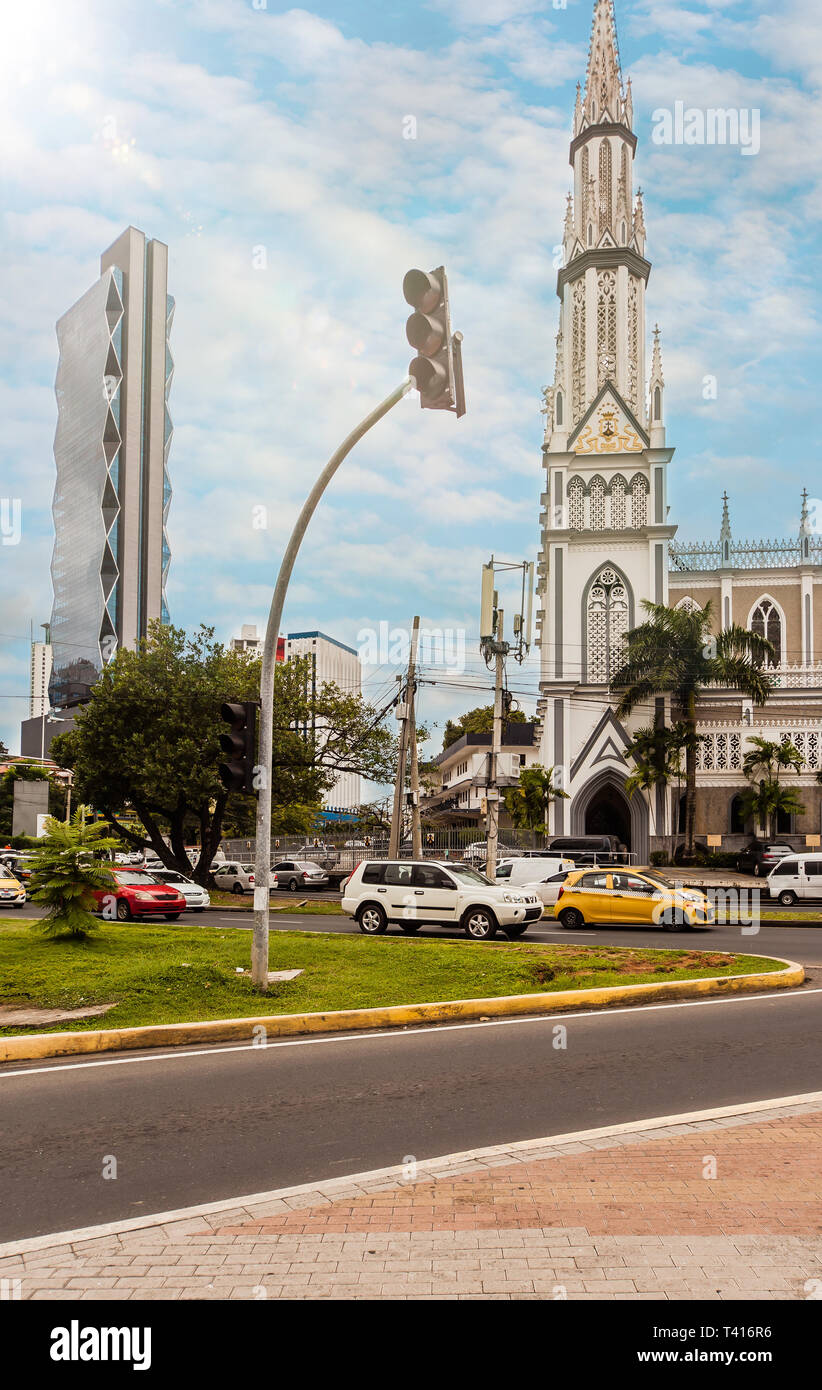 The church 'Iglesia del Carmen' in Panama City Stock Photo