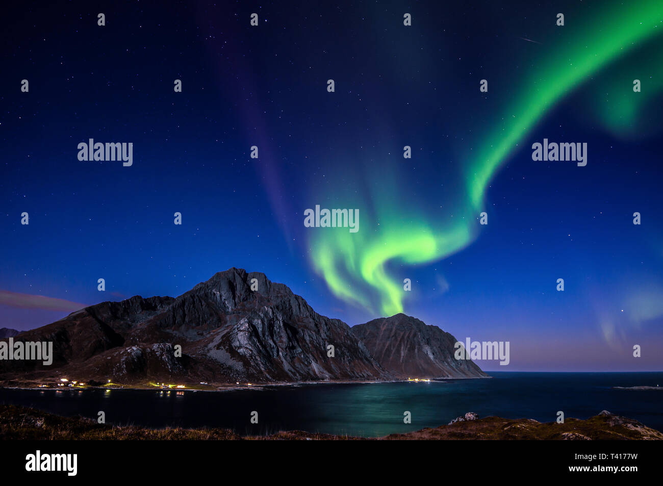Northern lights, Lofoten, Nordland, Norway Stock Photo