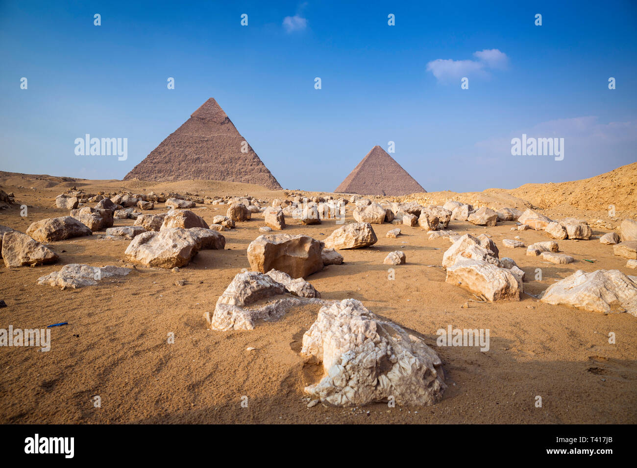 Pyramids at Giza, Cairo, Egypt Stock Photo