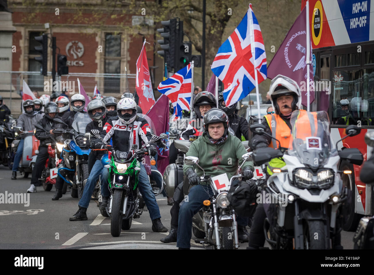 Rolling Thunder biker protest in Westminster in support of 'Soldier F” who is currently facing charges from the 1972 Bloody Sunday shootings. Stock Photo