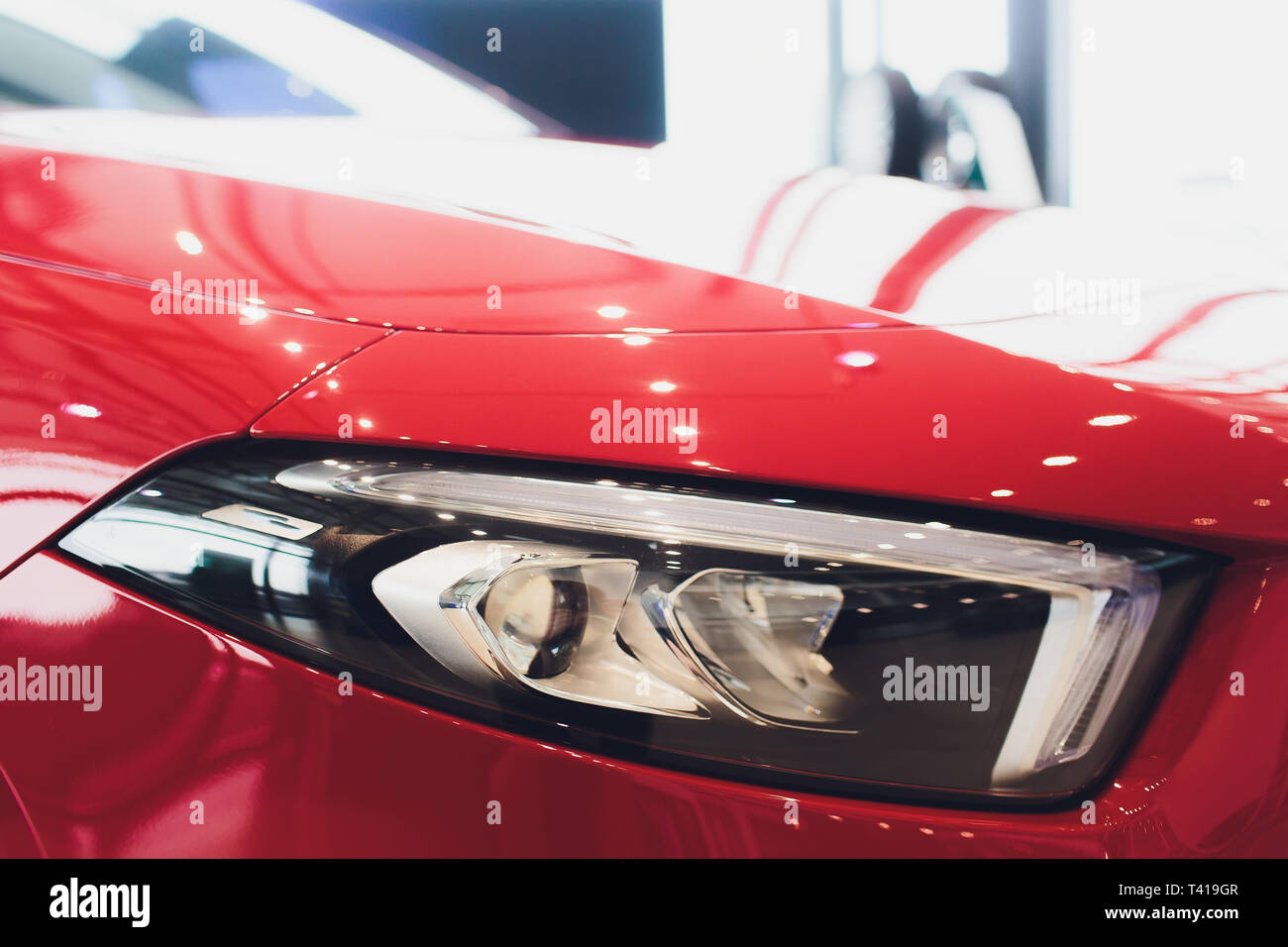 Beautiful parts of the new car. Car headlights, headlights, body lights