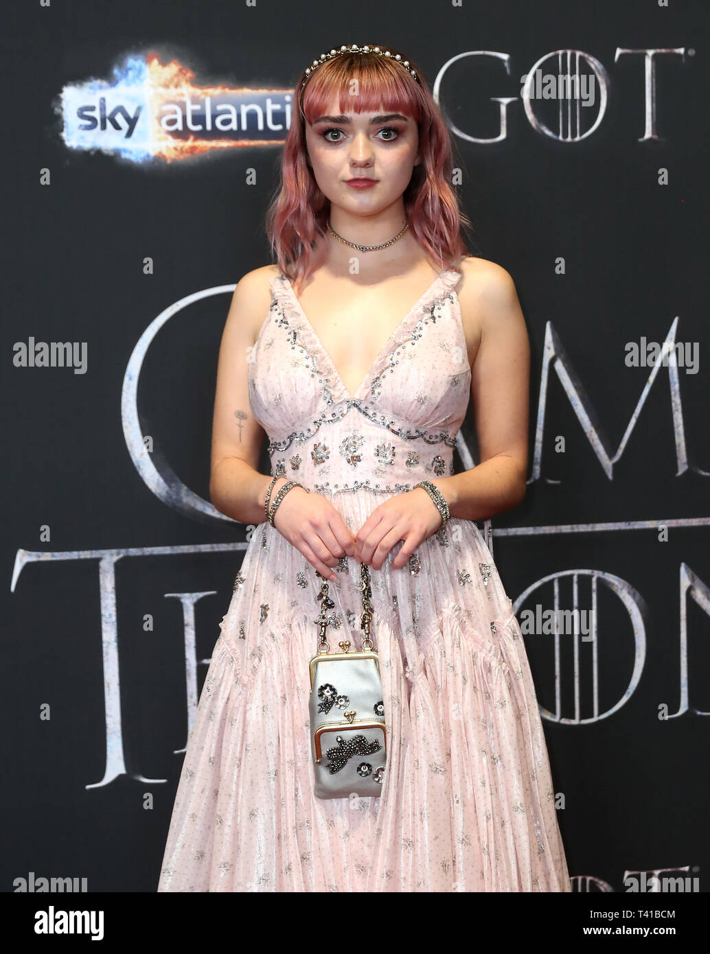 Maisie Williams attending the Game of Thrones Premiere, held at Waterfront Hall, Belfast. Stock Photo