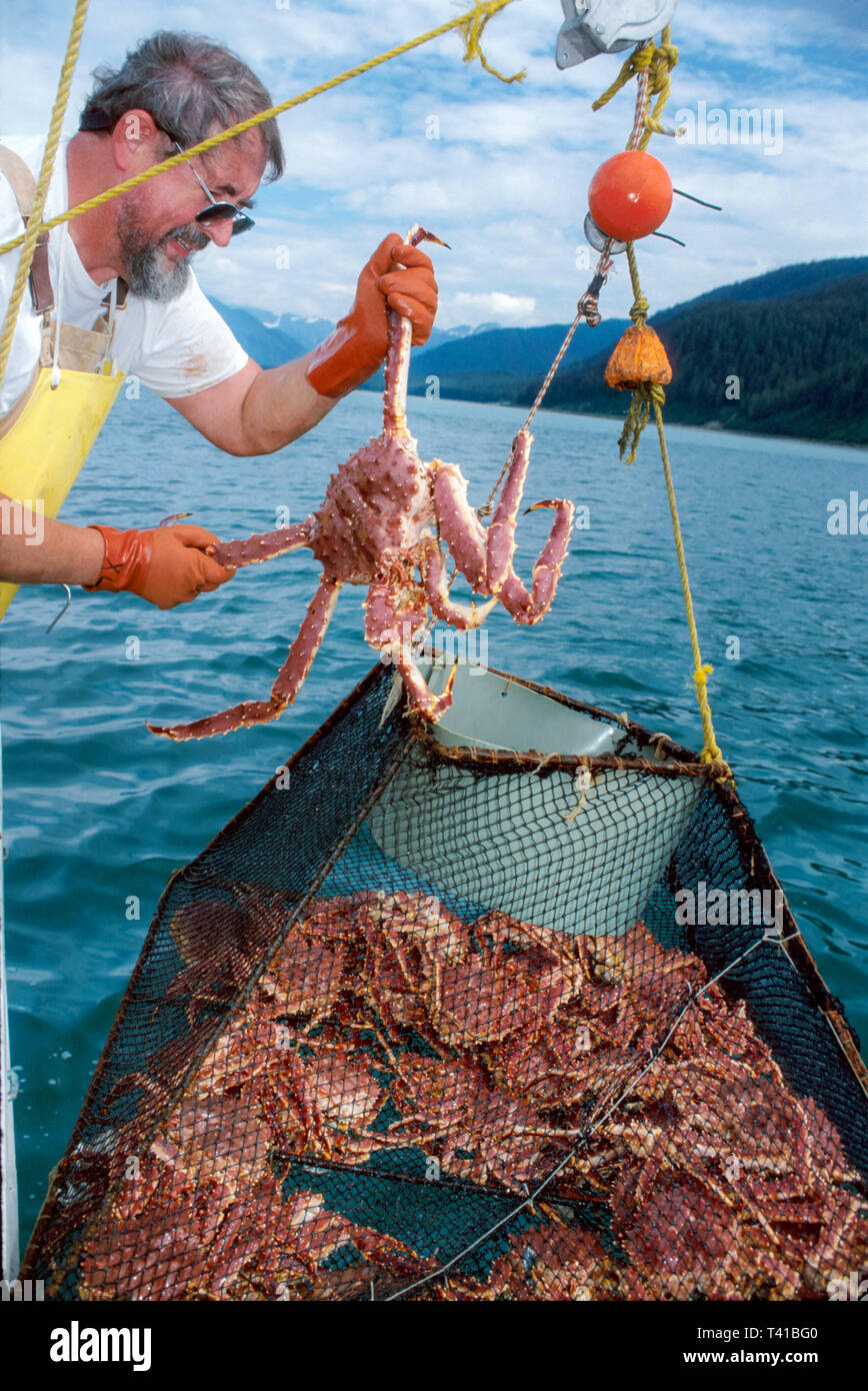Commercial crabbing crabber work working man boat hi-res stock