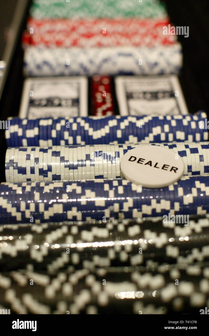 Playing Texas Hold'em Poker. Stock Photo