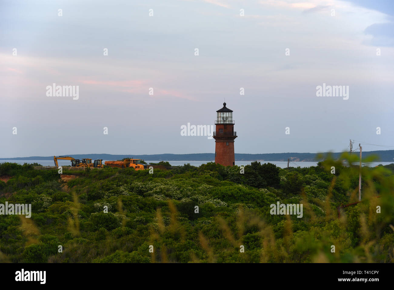 Gay Head Lighthouse and Gay Head cliffs of clay at the westernmost