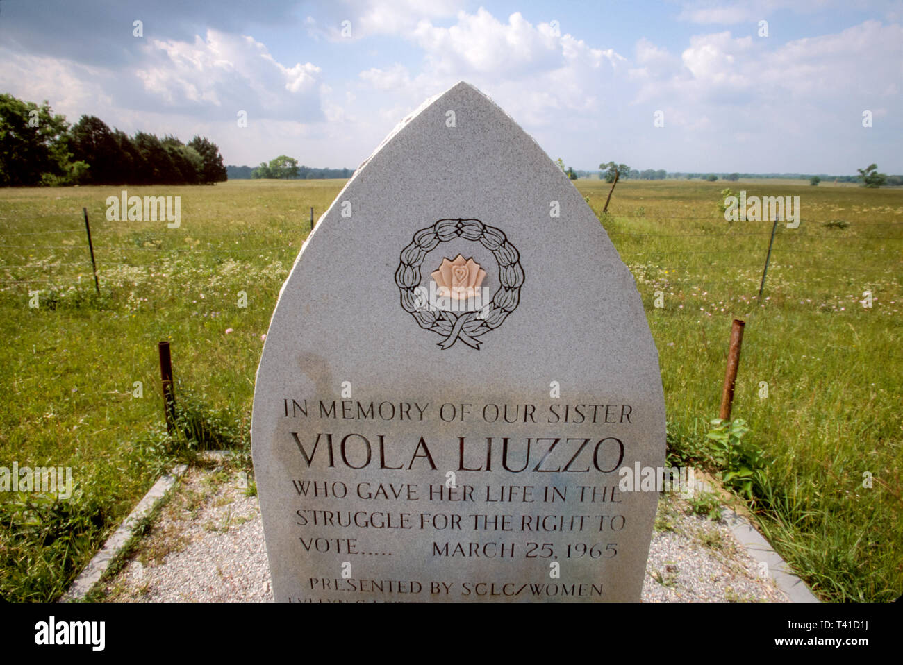 Alabama Scenic Highway 80 Selma to Montgomery Civil Rights Trail,Viola Liuzzo Memorial activist killed KKK marker, Stock Photo
