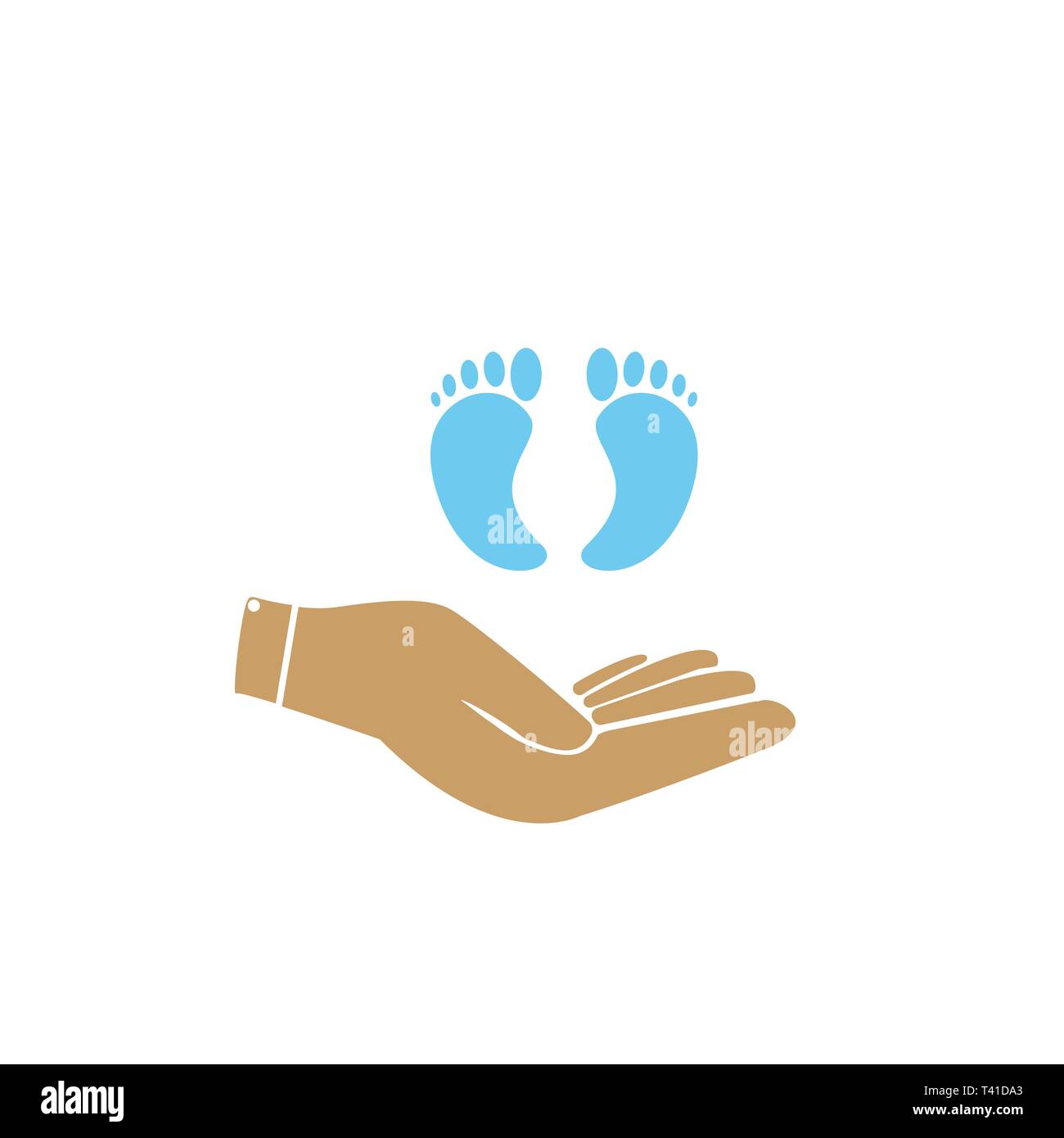 Hands Holding Baby Foot Protection Symbol Stock Vector Image Art Alamy