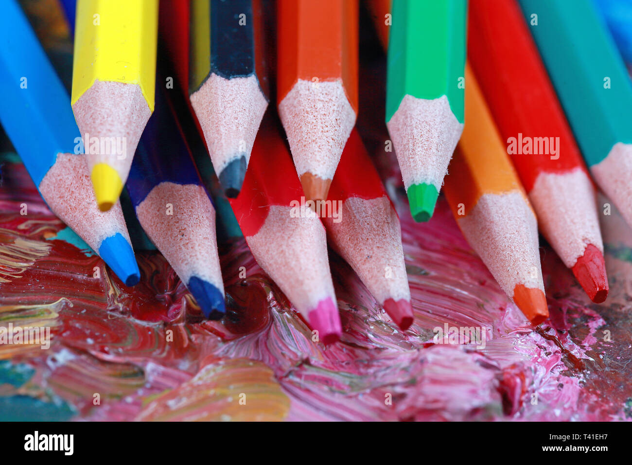 colorful pencils for drawing and creativity Stock Photo